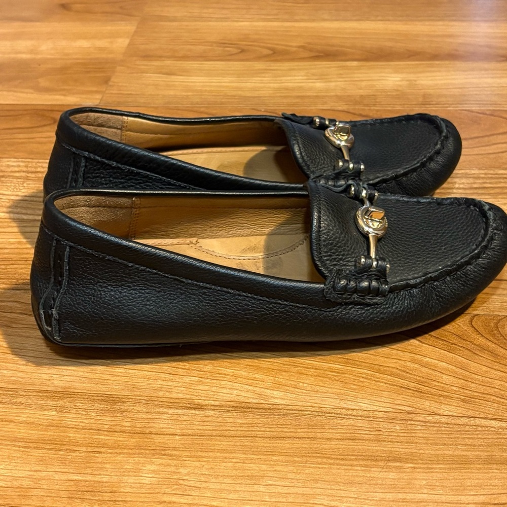 Coach Arlene Turnlock Pebble Grain Black Leather Loafers Sz 6.5B - Picture 6 of 10